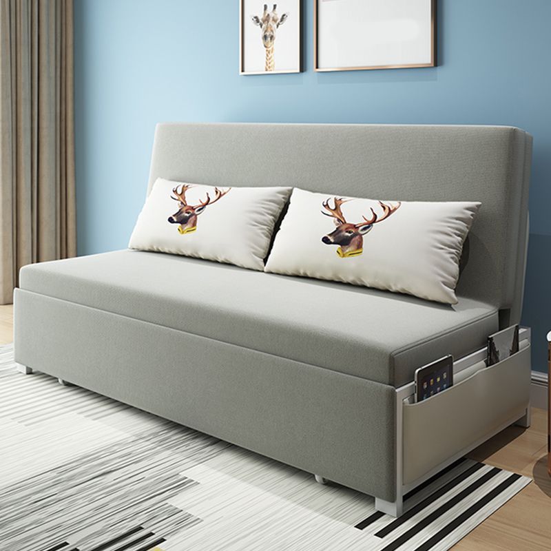 Gray Armless Seating with Pillows Convertible Sofa Bed with Storage