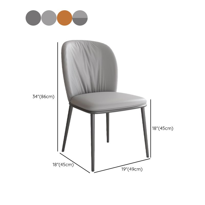 Modern Style Faux Leather Chair Armless Metal Side Chair for Home Use