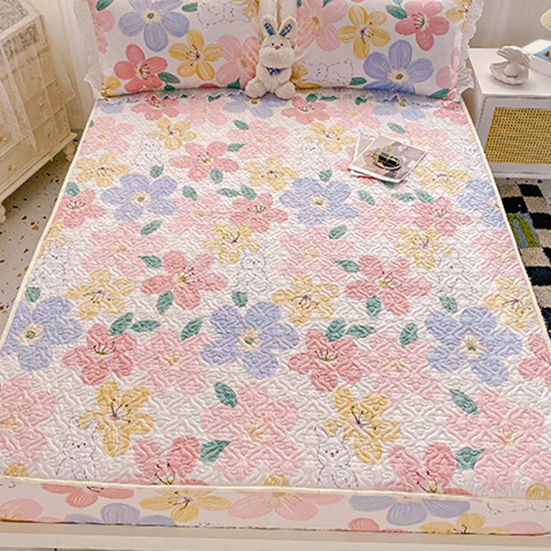 Floral Print Fitted Sheet Modern Cotton Super Soft Bed Sheet Set