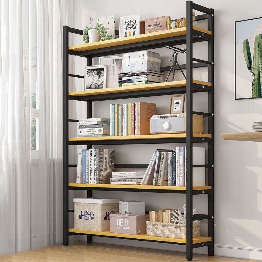 Modern Style Bookshelf Black Metal Frame Bookcase for Office