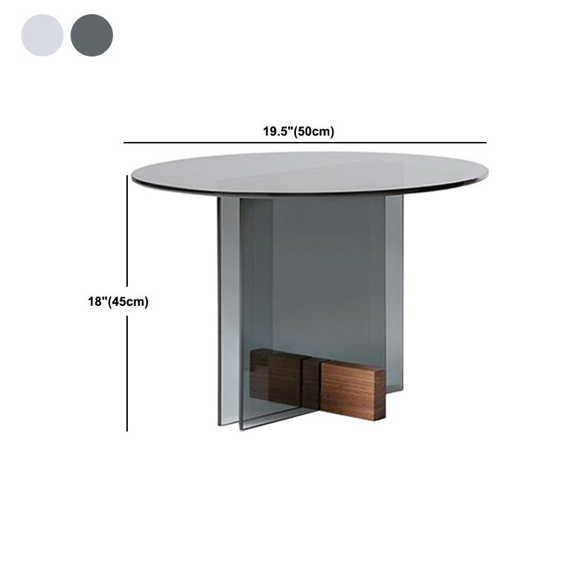 Modern 21.6-inch Round Glass Top Side Table Pedestal End Table