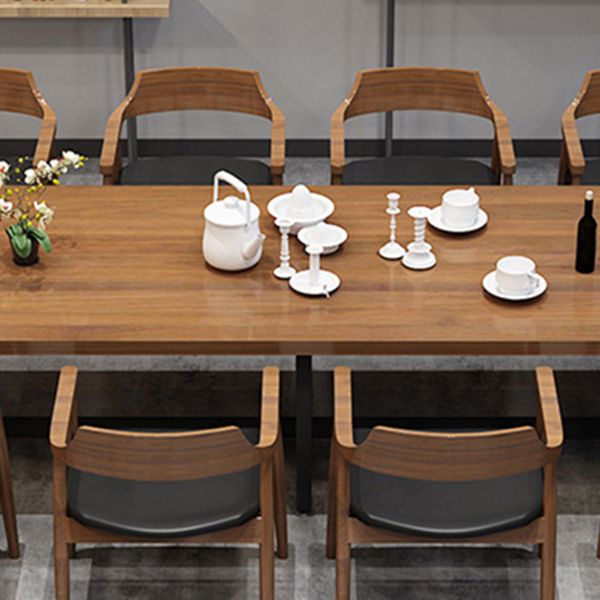 Metal Industrial Rectangle Table Pine Wood Top Indoor Table with Trestle