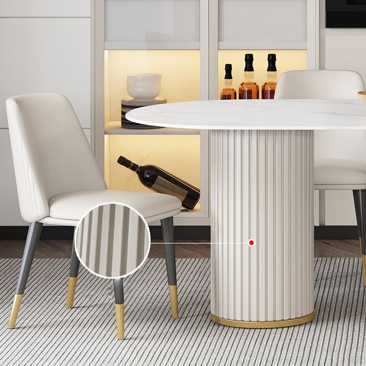 Glam Style Oval Table Sintered Stone Table with Metal Legs for Home Use