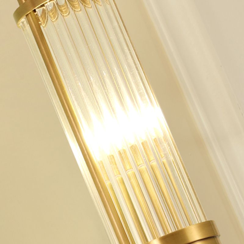 Cylinder Shape Metal Vanity Lamp Modern Style 2 Lights Vanity Light Fixture in Gold
