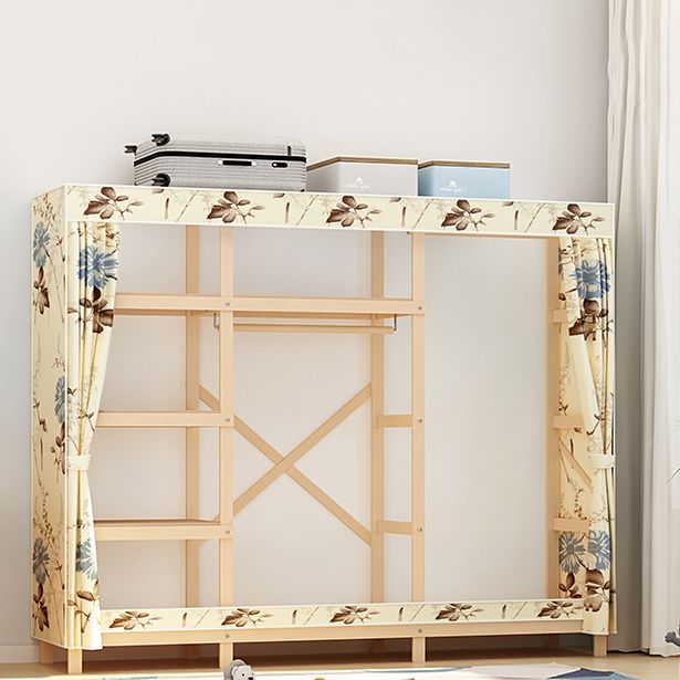 Contemporary Style Wardrobe Solid Wood 1-Door Wardrobe Closet for Bedroom