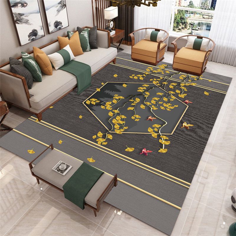 Blue Animals Print Area Rug Modern Polyester Area Carpet Anti-Slip Easy Care Rug for Home Decor