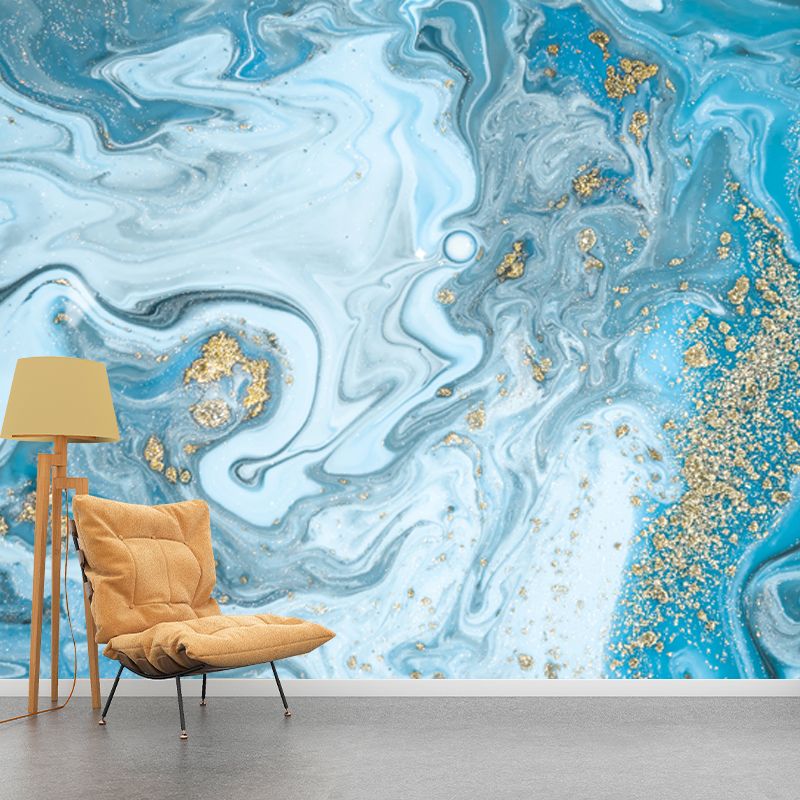 Whole Ocean Waves Mural Decal Tropix Beautiful Scenery Wall Art in Blue for Hallway
