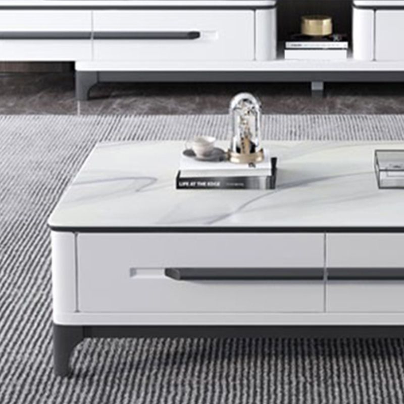 Slate Coffee or End Table with Storage Drawers Rectangle 4 Legs