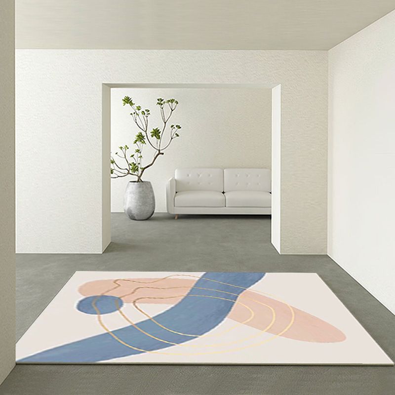 Modern White Carpet Polyester Pattern Carpet Washable Carpet for Home Decor