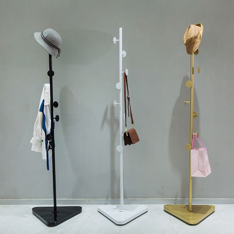 Contemporary Coat Rack Coat Hooks Metal Coat Rack with Triangular Base