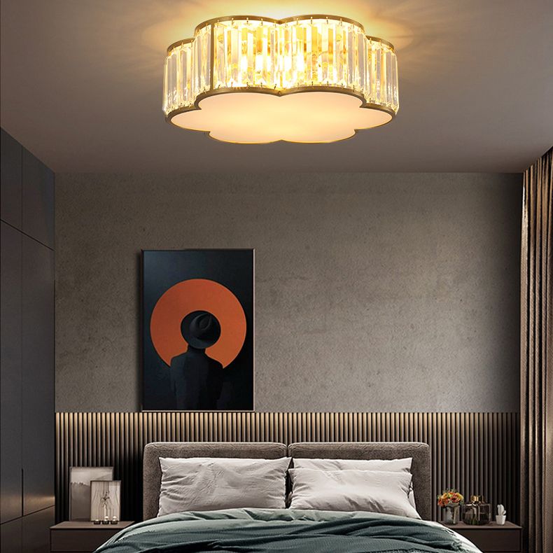 Plafonnier en laiton et cristal de Style rétro colonial, montage encastré en cuivre pour le salon