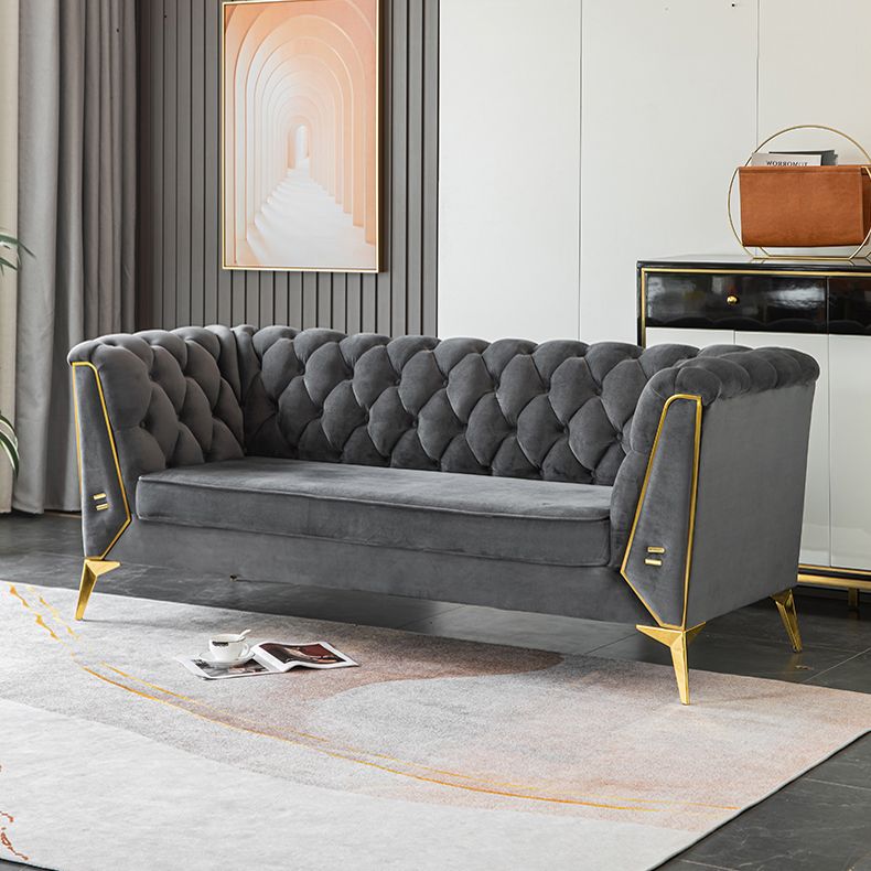 Scandinavian Solid Color Sofa 28.74" Wide Wood Frame Tuxedo Arm Sofa