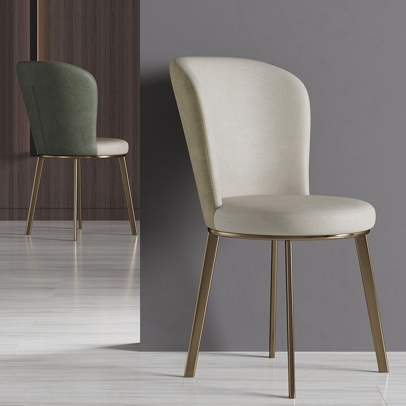 Silla de comedor de cuero Glam, sillas de comedor de metal sin brazos para uso doméstico