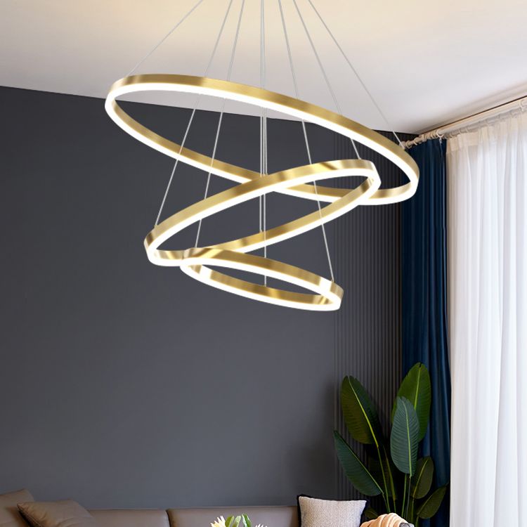 Modern Farmhouse Chandelier Multiple Rings Pendant Light Round Metal Chandelier