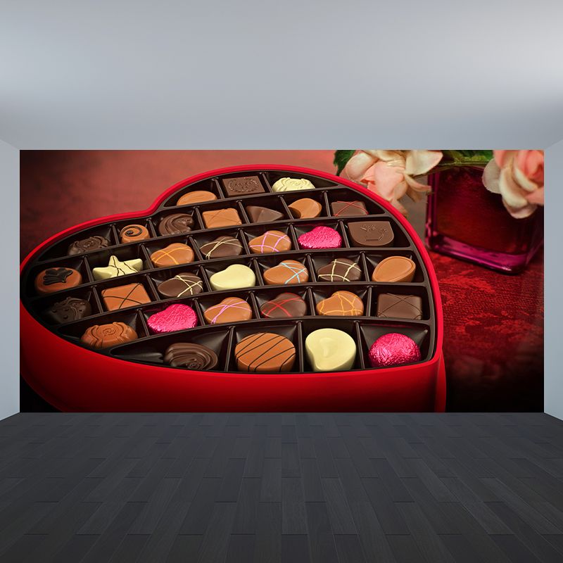 Valentine's Day Chocolate Mural Wallpaper Contemporary Wall Covering for Dessert Shop