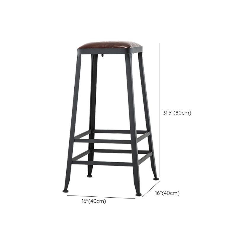 Contemporary Armless Dining Stool Metal Bar Stool with Footrest