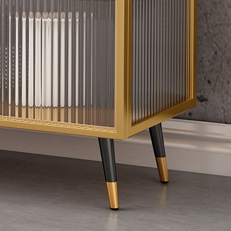 Glam Metal Curio Cabinet Glass Doors Standard Display Cabinet for Living Room