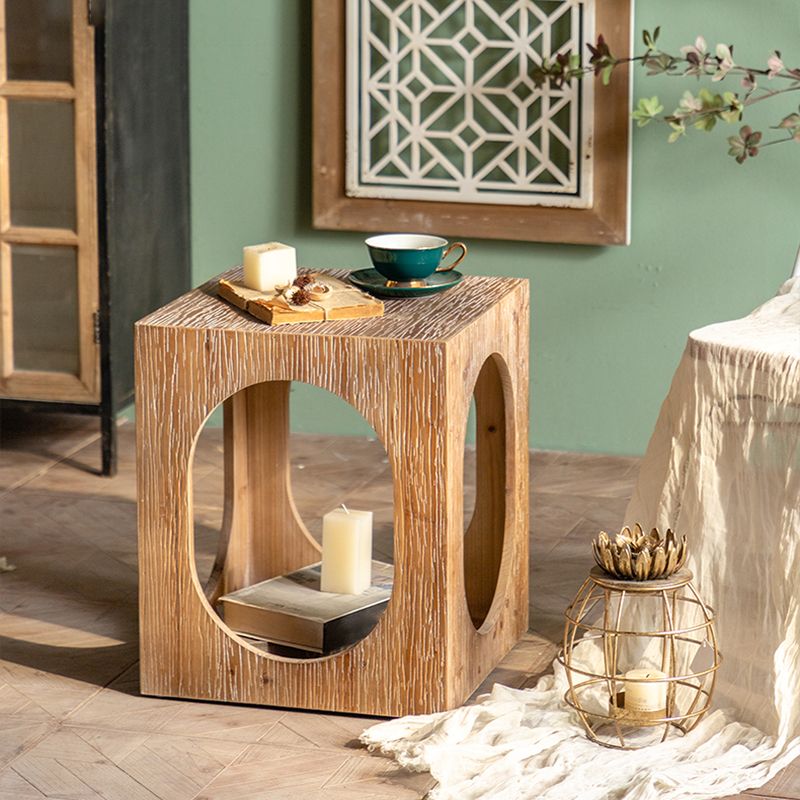 Modern Pedestal Wooden Coffee Table Rectangular Top Shape Cocktail Table