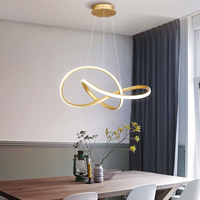 Modern Style Spiral Ceiling Pendant Light 1-Light Aluminum Suspended Lighting Fixture