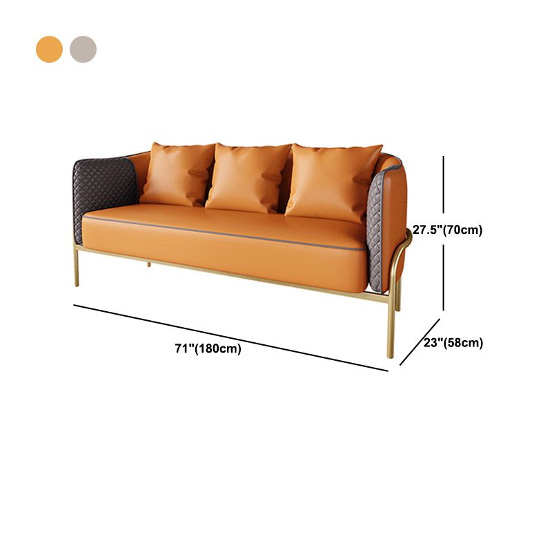 Modern Faux Leather Sofa with Pillow Back for Living Room Sofa