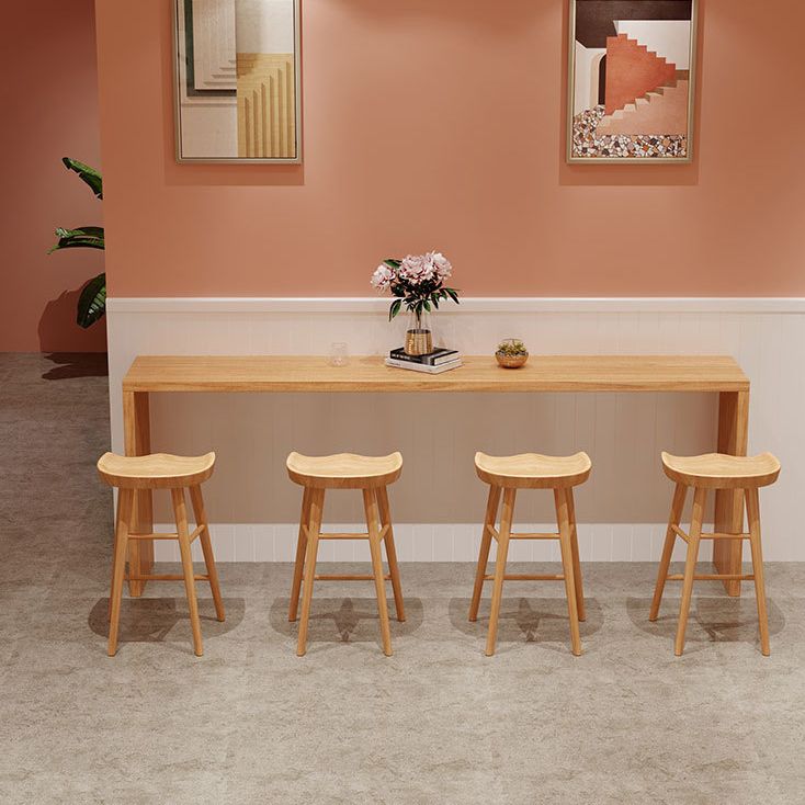 Contemporary Style 1/2/5/9 Pieces Bar Table Set Rectangle Wood Bar Table with Wood Stools