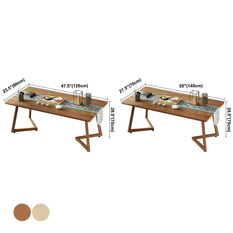 Mesa de comedor moderna con forma rectangular, mesa fija de color madera con madera