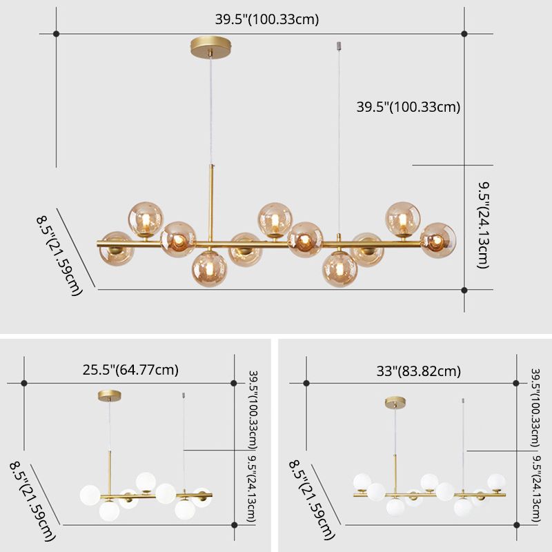 Round Island Chandelier Lights Contemporary Glass Chandelier Lighting Fixtures for Dining Table
