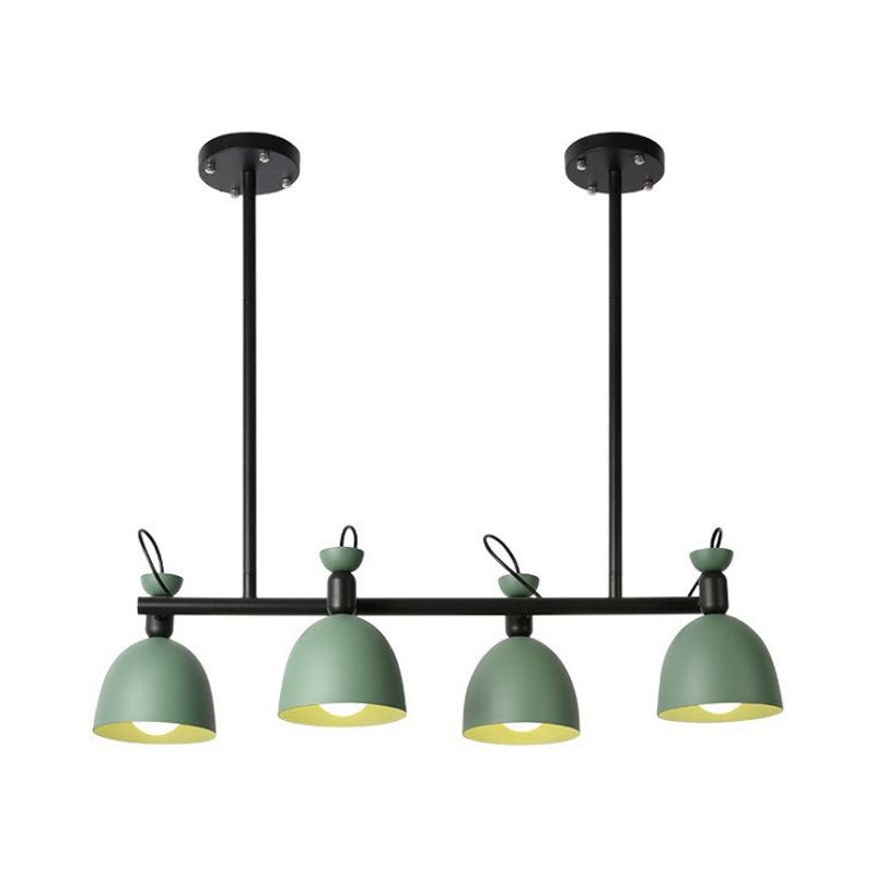 Macaron Bell Island Pendant Iron 4/6 Bulbs Dining Room Swivelable Hanging Lamp Fixture in Grey/Blue/Green