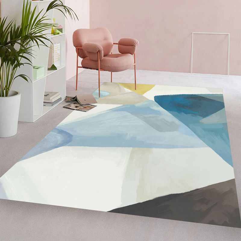 Multicolor Casual Rug Polyester Carpet Ink Blooming Indoor Rug Anti-Slip Backing for Living Room