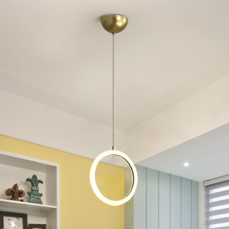 Circular Chandelier Lamp Nordic Acrylic 1/3 Lights Gold Hanging Light Kit for Restaurant