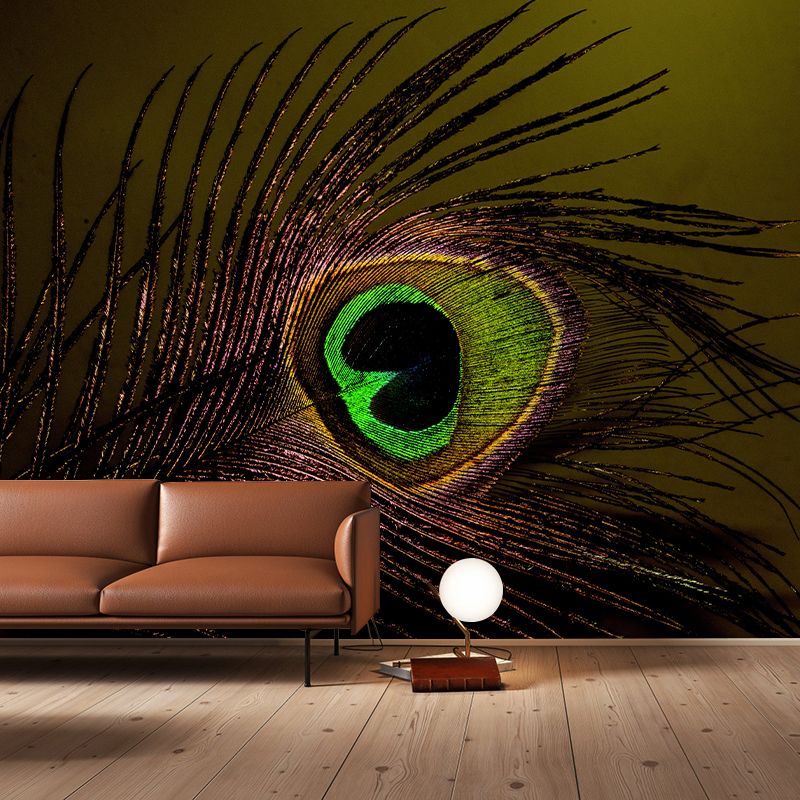 Peacock Feather Wall Mural Contemporary Home Decor Mildew Resistant for Home