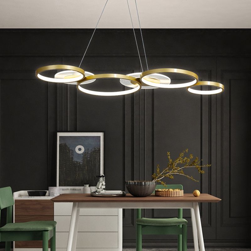Wrought Iron LED Hanging Lamp in Modern Creative Style Acrylic Linear Pendant Light for Interior Spaces
