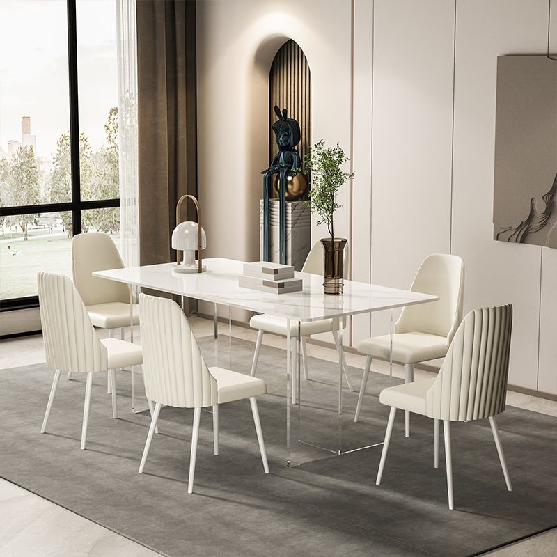 Designer Style Sintered Stone Dining Set Rectangle 1/5/7 Pieces Dining Table with Chairs