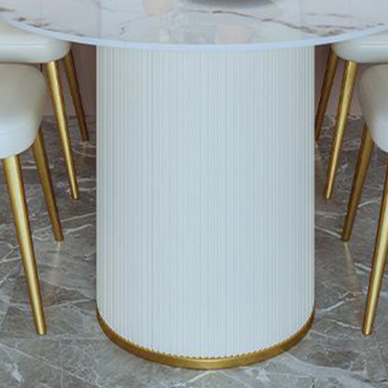 Sintered Stone Dining Table Traditional Luxury White Table for Kitchen