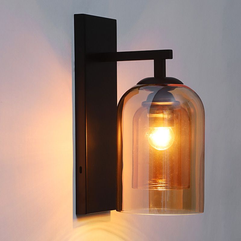 Contemporary Style Shaded Wall Lighting Fixture Glass Bedroom Wall Sconce Lighting