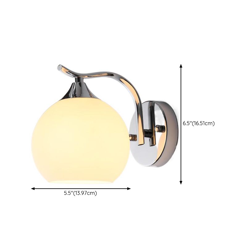 Modern Style Wall Mount Lamp Spherical with Glass Shade for Bedroom