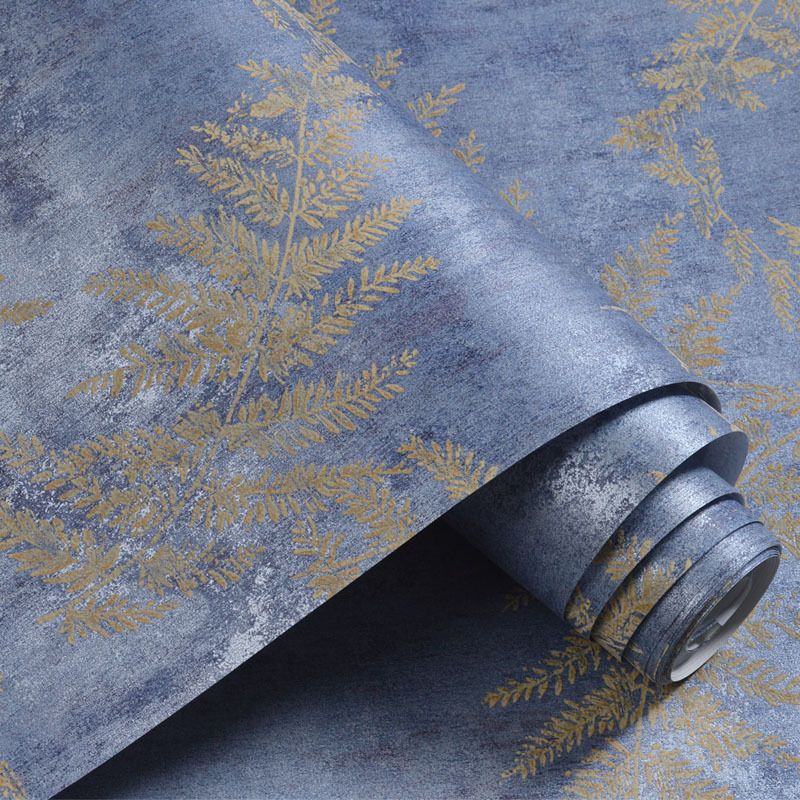 Unique Blue Leaves Wallpaper for Bedroom Non-Pasted 31-foot x 20.5-inch