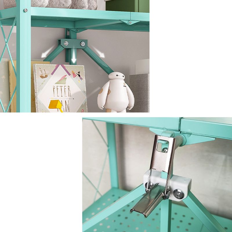 Nordic Foldable Metal Storage Bookshelf Rectangle Movable Open Bookcase