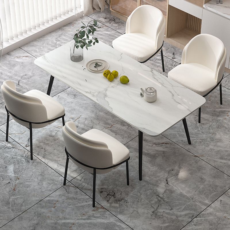 Industrial Iron Legs Dining Table Rectangle Stone Dining Table for Kitchen