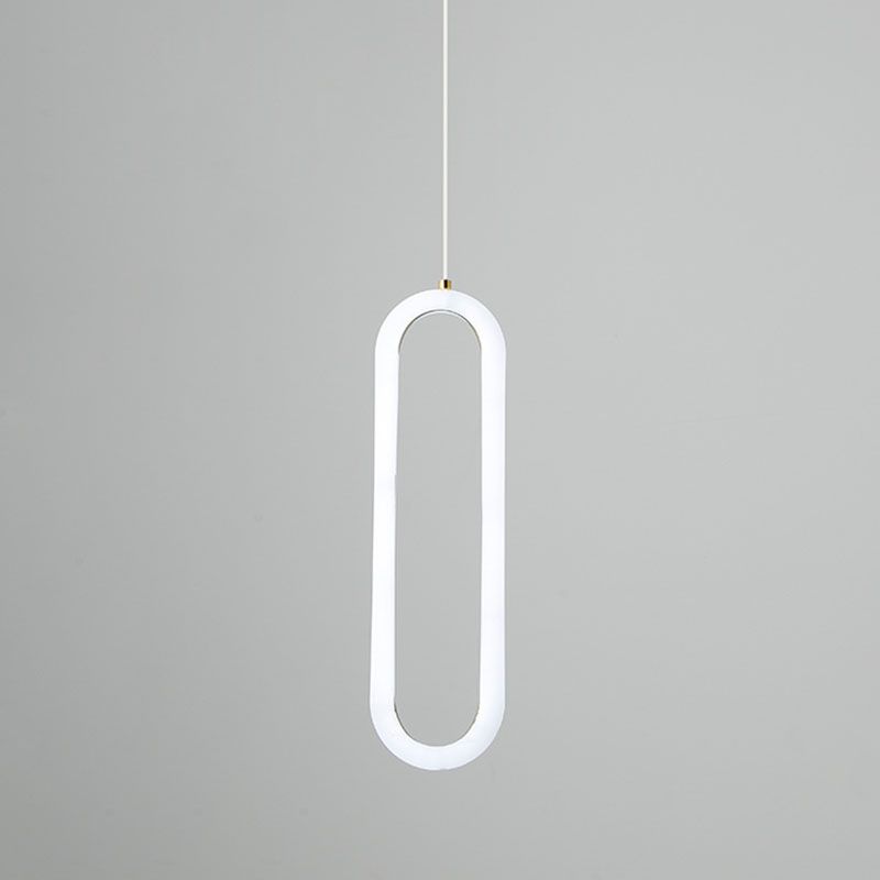 Metal Oblong Pendant Ceiling Light Simplicity Style LED Gold Ceiling Suspension Lamp