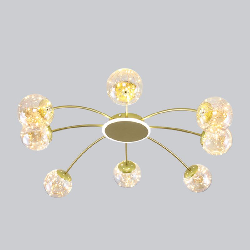 Bola de vidrio Flush Luz de techo de estilo moderno Montaje Montaje de montaje en oro en oro