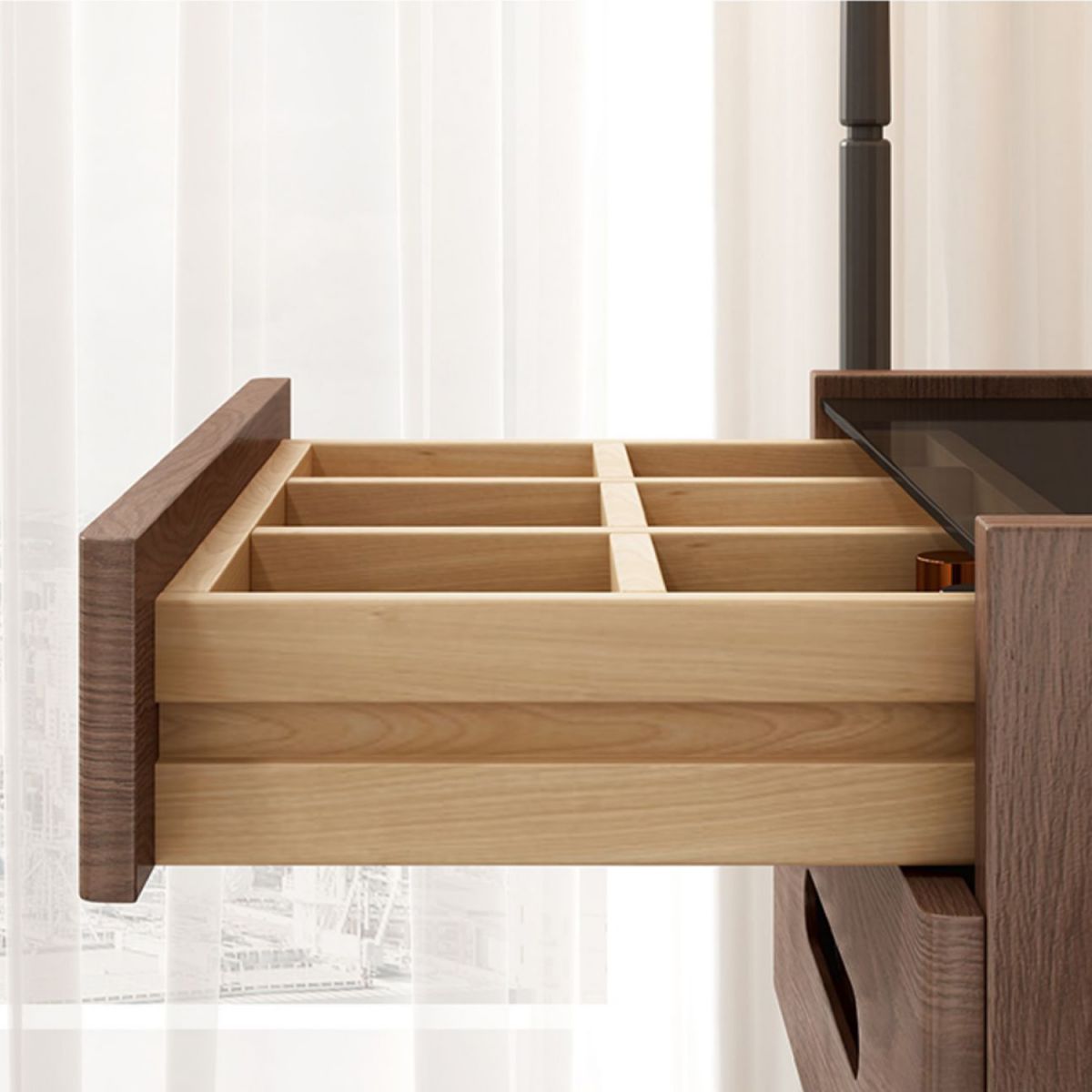 Mid-Century Modern Make-up Vanity Solid Wood Flip-Top Dressing Table