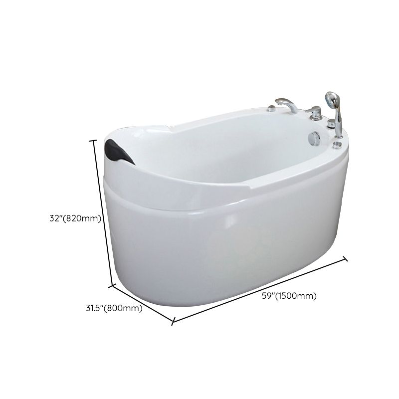 Stand Alone Acrylic Bathtub Modern Oval Left-Hand Drain Bath Tub