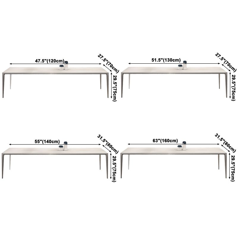 Contemporary Dining Table Sintered Stone Dining Table with 4 Metal Legs for Dining Room