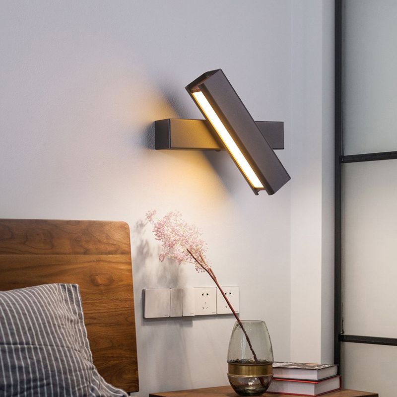 350 ° roteerbare rechthoekige LED -wandlamp 7,5 "brede Noordse eenvoudstijl metaal SCONCE Licht met onafhankelijke schakelaar