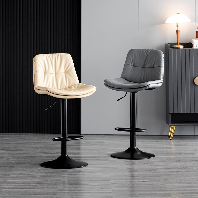 Contemporary Metal Barstool Faux Leather Counter Stool with Swivel in Matte Finish