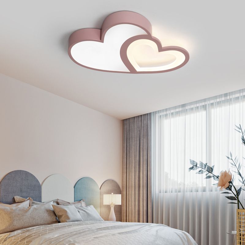 Nordic Style LED Flush Mount Heart-Shape Ceiling Light Fixture with Metal for Bedroom