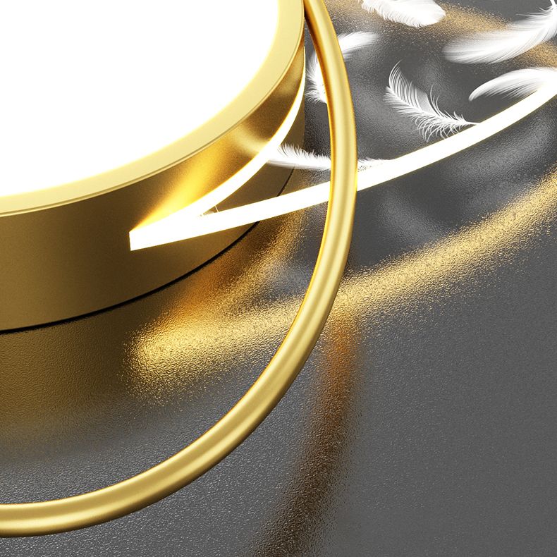 Luz de techo de pluma LED contemporánea de montaje ovalado de acrílico para dormitorio