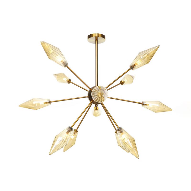 Aménagement de suspension de diamant de style vintage Ambre / verre transparent 9/12/15 HEADS Restaurant Lumière de lustre avec tige réglable