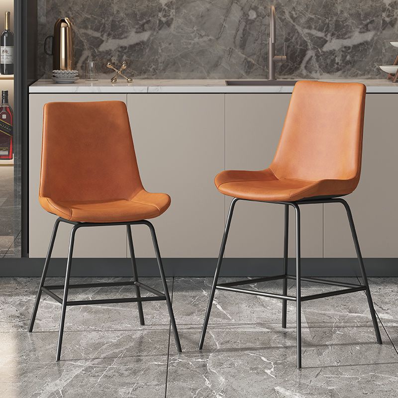 Leather Contemporary Counter & Bar Stools Matte Finish Indoor Stools with Metal Frame